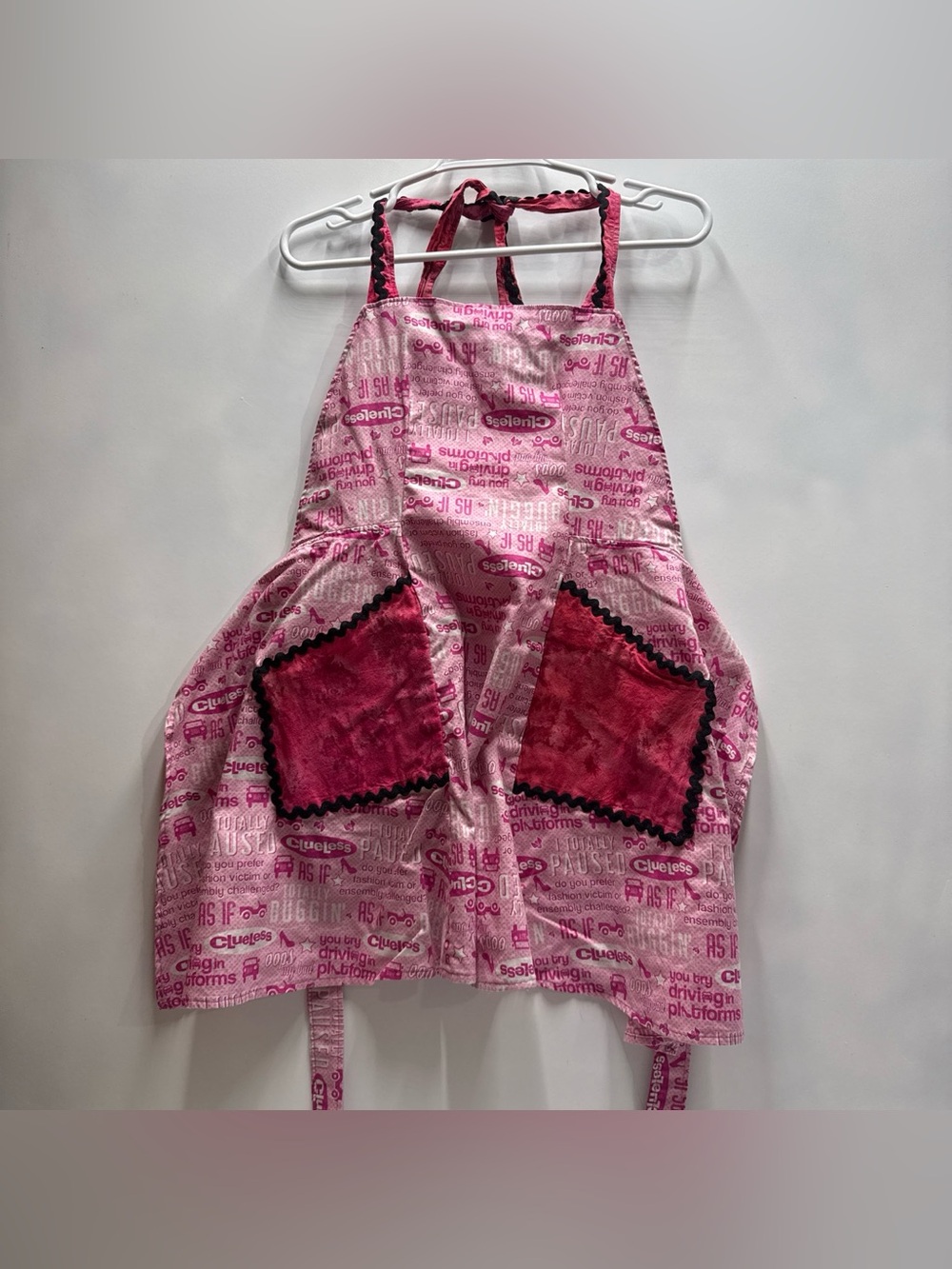 Handmade Women’s Pink Clueless Adjustable Apron with Iconic Quotes